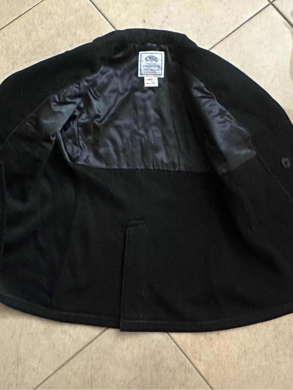 Classic Black Double-Breasted Pea Coat - Picture 3 of 7